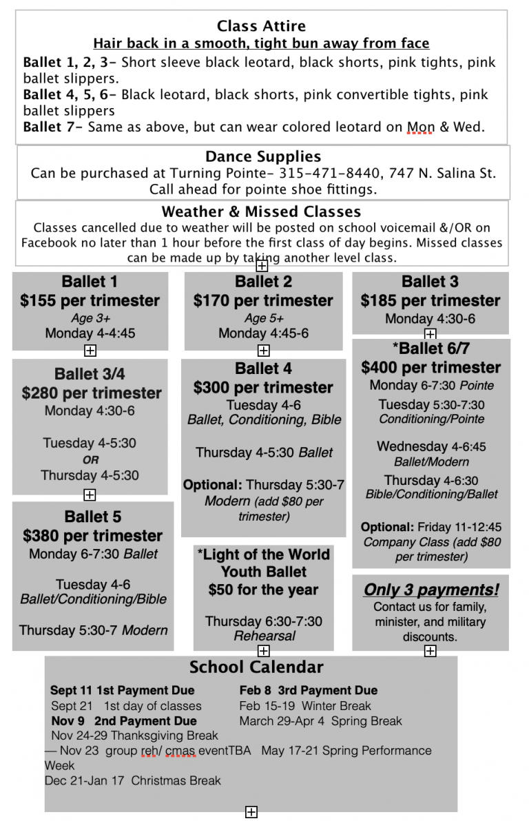 Class Schedule Light of the World Ballet Christian Ballet Company
